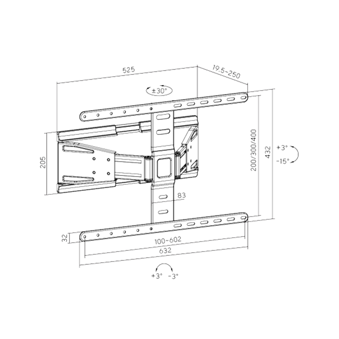 Кронштейн XG FMW-4390 для ТВ и мониторов 43"-90"