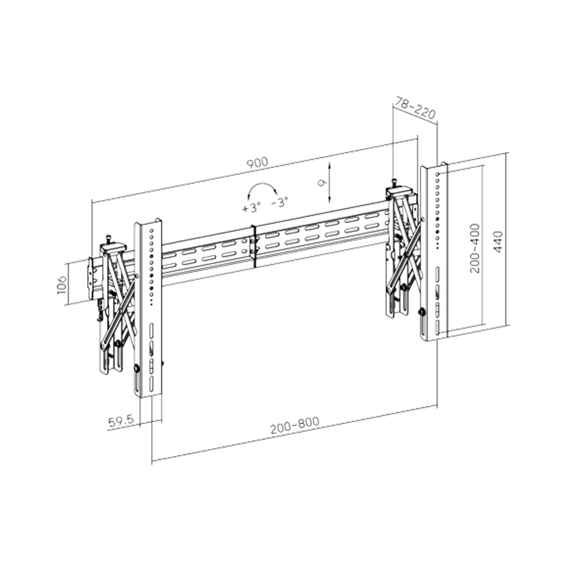 Кронштейн Brateck LVW02E-48T для видеостен, 37"-70"