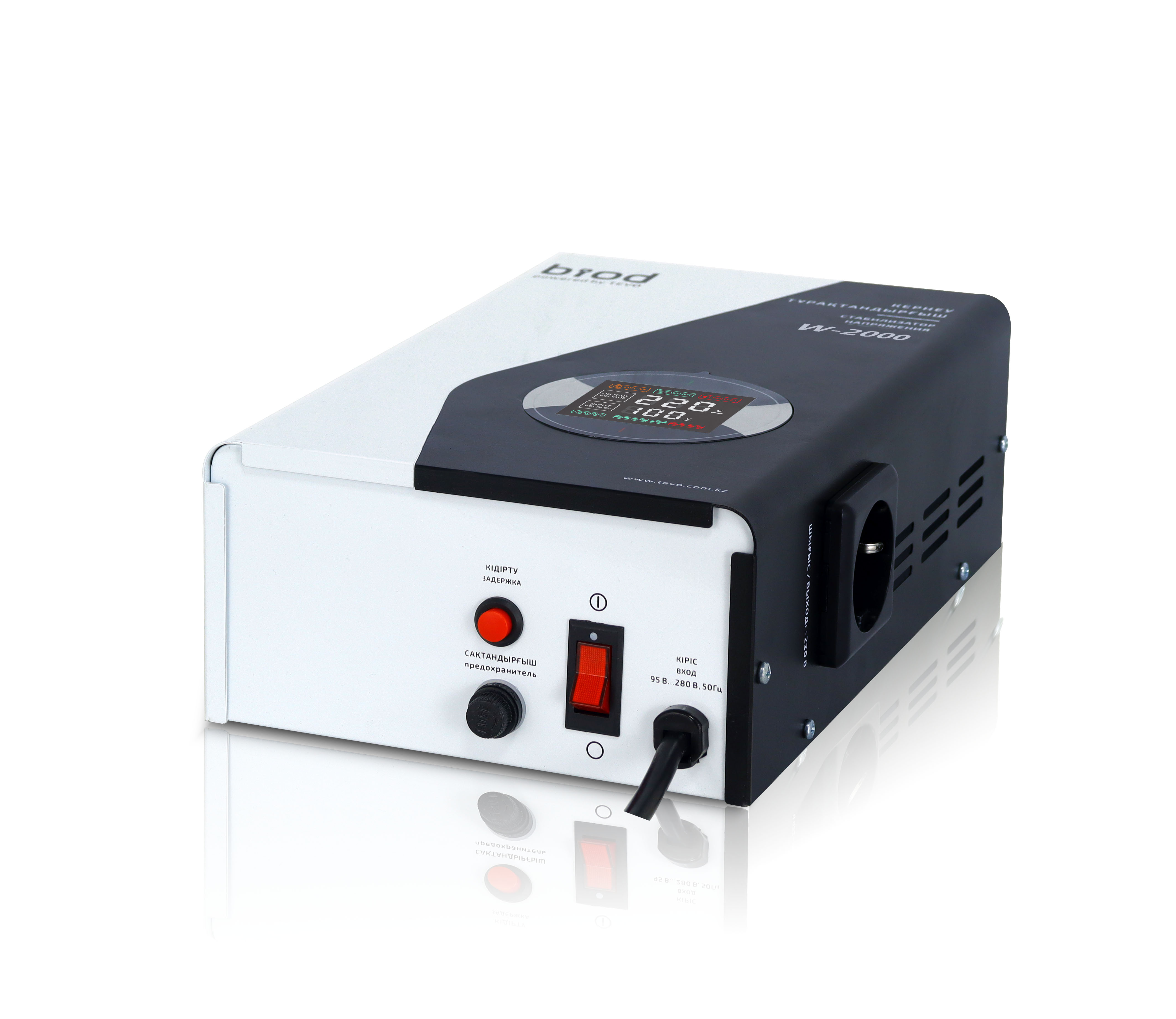 Стабилизатор напряжения для газового котла Biod Pro W-2000, 2000 ВА, настенный, релейный, LED-дисплей, 90–280 В
