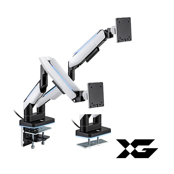 Настольный кронштейн с газлифтом XG MGG-1735D white для 2-х мониторов (17"-35") Белый