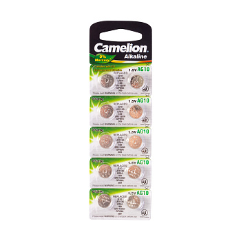 Батарейка CAMELION Alkaline AG10-BP10(0%Hg) 10 шт. в блистере